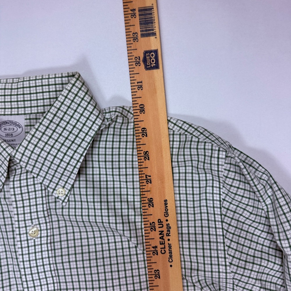 Brooks Brothers 1818 Regent Dress Shirt Mens 16 32/33 fits L Green White Check - Picture 5 of 6